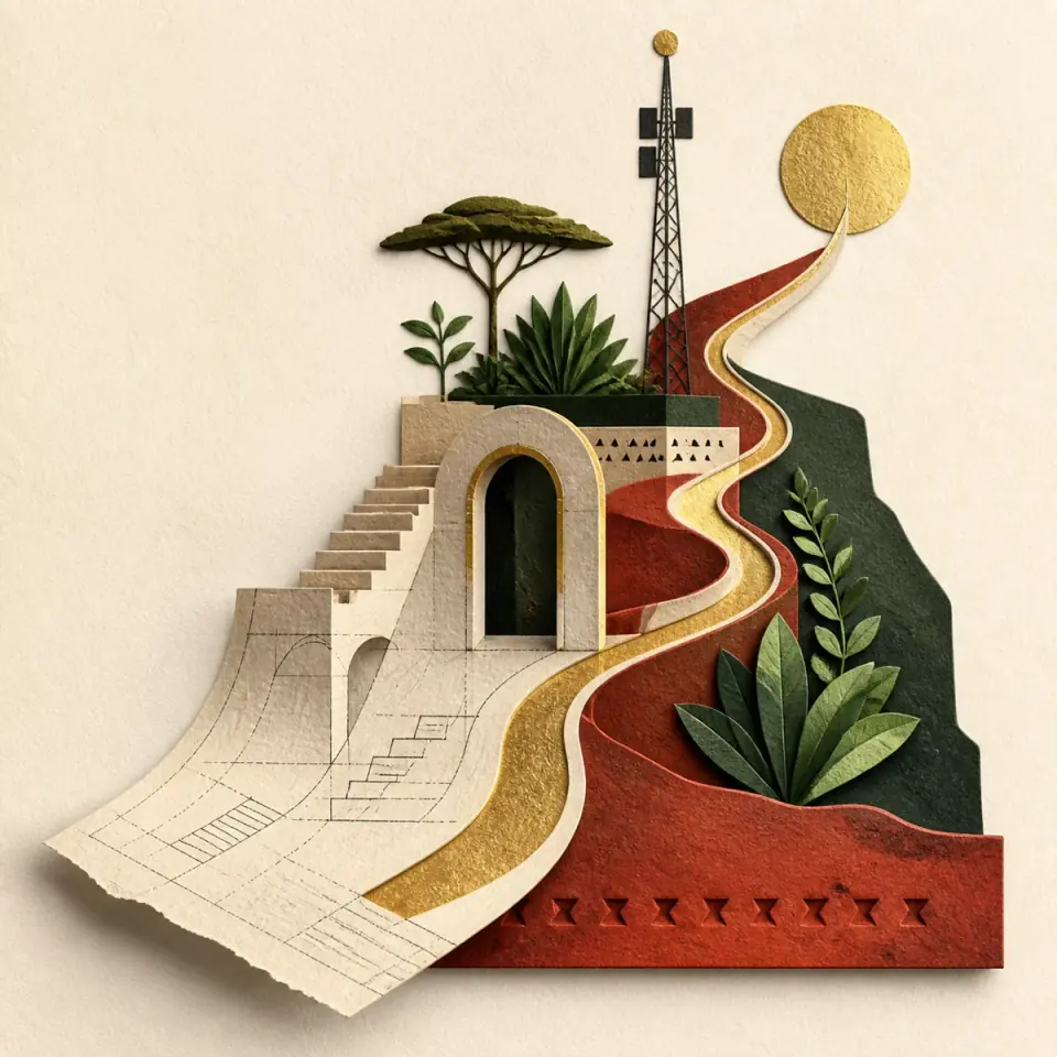 Un plan de papier devient un bâtiment terminé.